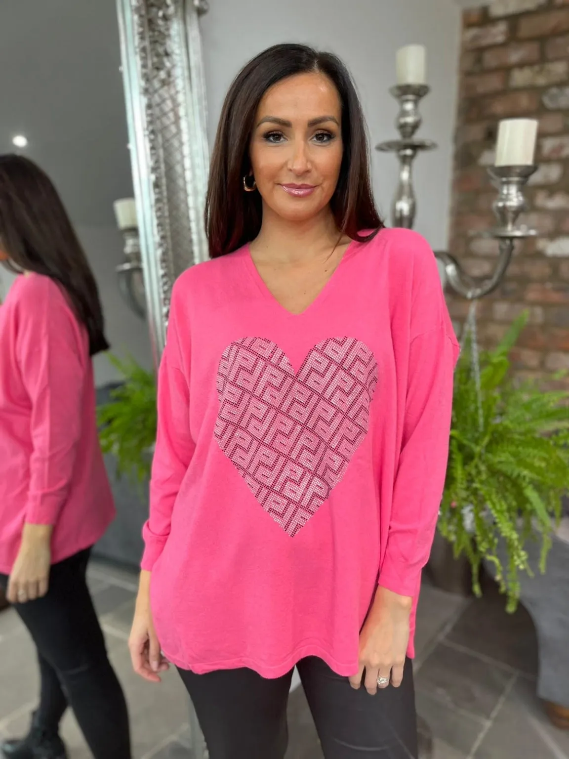 Embellished Pattern Heart Top Alexis