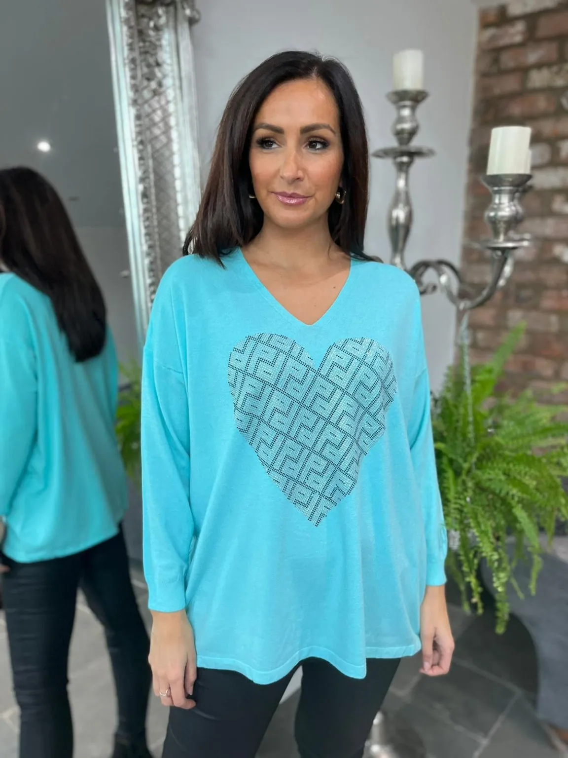 Embellished Pattern Heart Top Alexis