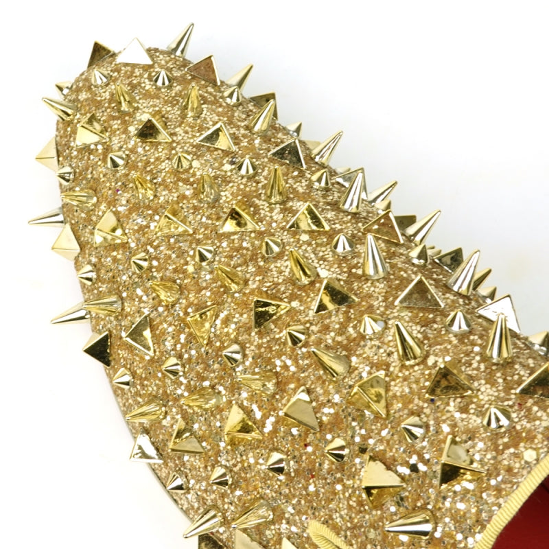 FI-7517 Gold Glitter Gold Spikes Slip on Loafer Fiesso by Aurelio Garcia