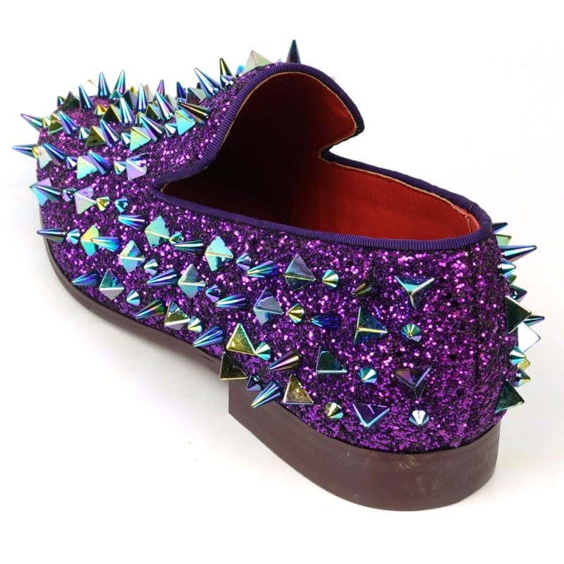 FI-7517 Purple Glitter Purple Spikes Slip on Loafer Fiesso by Aurelio Garcia