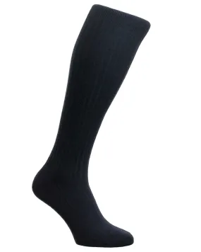 Fine Cashmere Over the Calf Socks in Navy