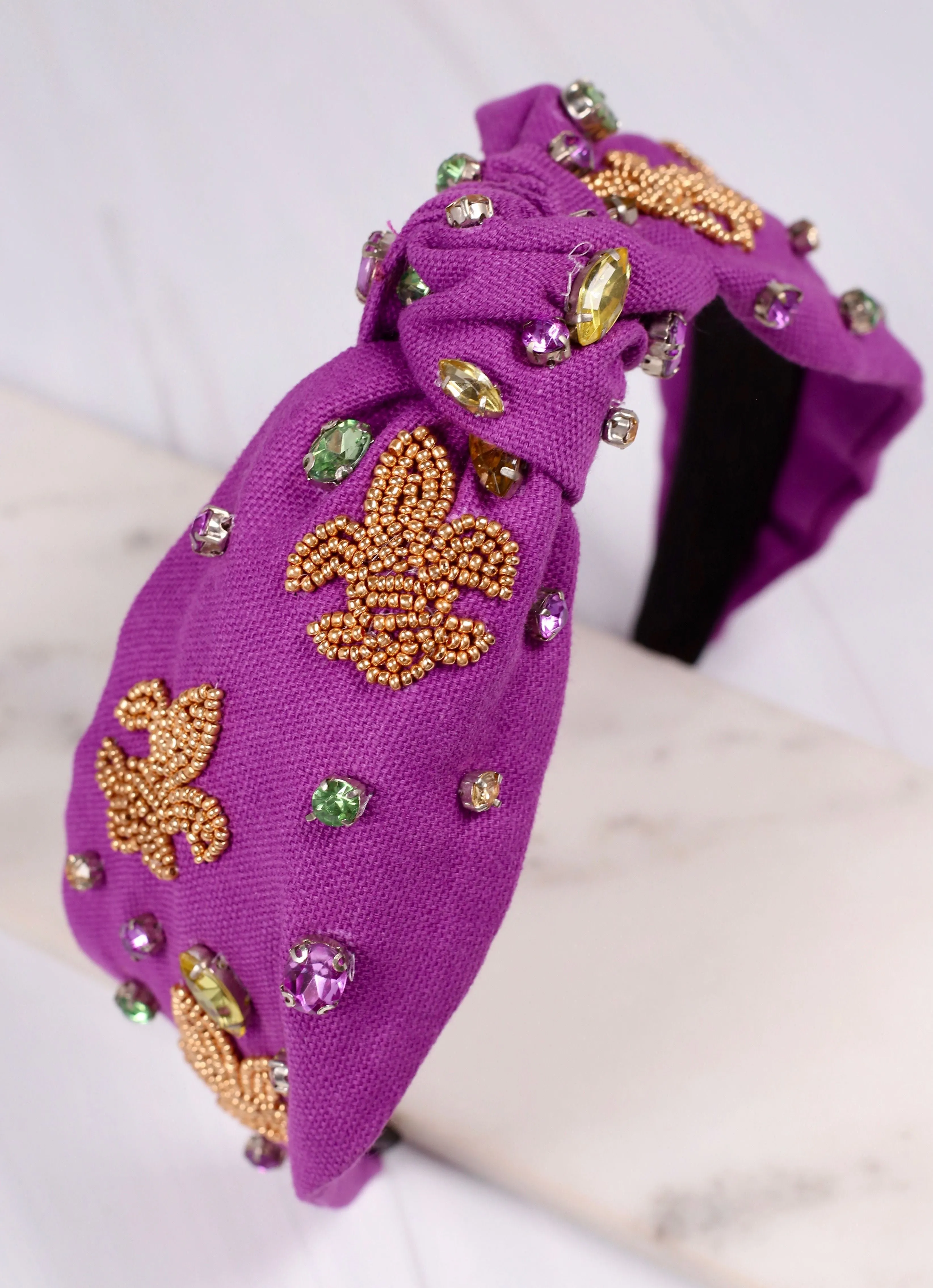 Fleur de Lis Embellished Headband PURPLE