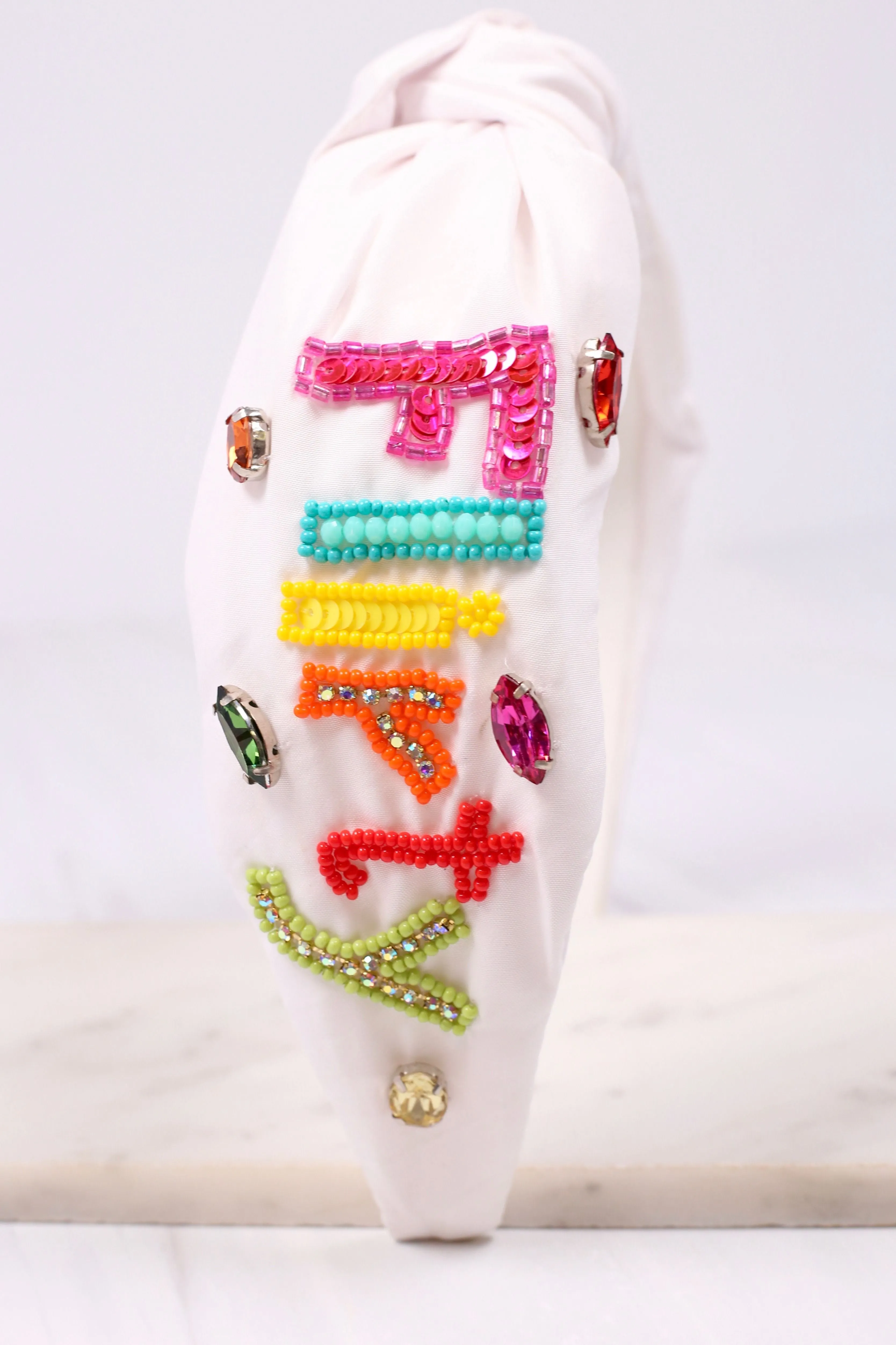 Flirty 30 Beaded Headband WHITE MULTI