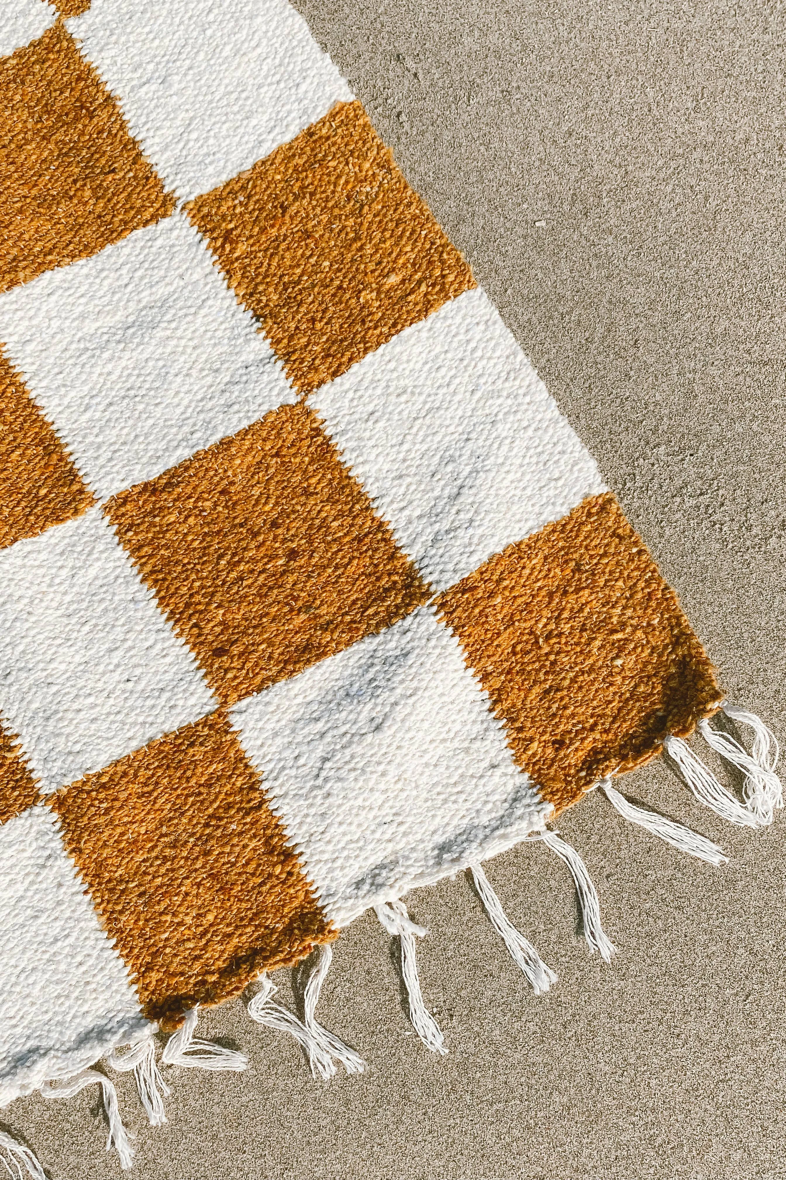 Gold & Cream - Heavyweight Checker Throw Blanket