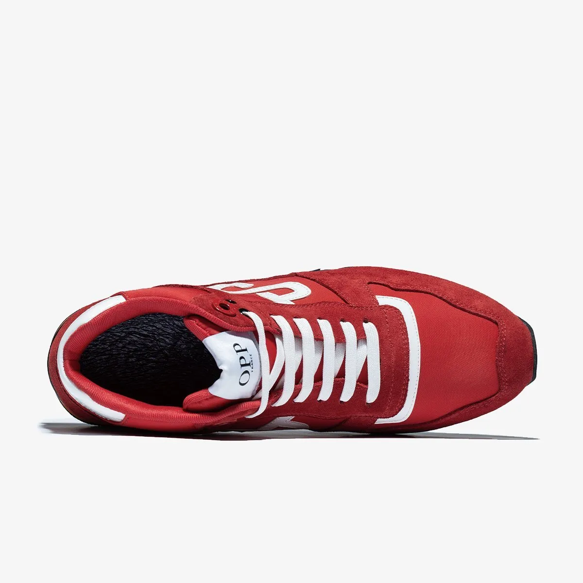 High Top Lace-Up Suede Sneakers Red 