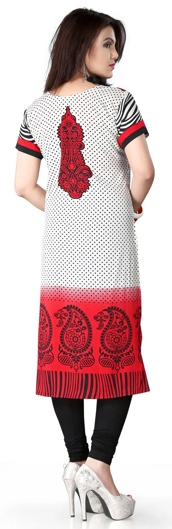 India Tunic Top Long  Kurti Womens Printed Indian Clothing (Red)