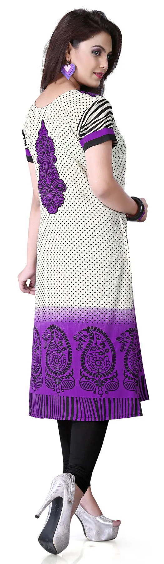 Indian Long Tunics Kurti Top Blouse Womens India Apparel (Purple)