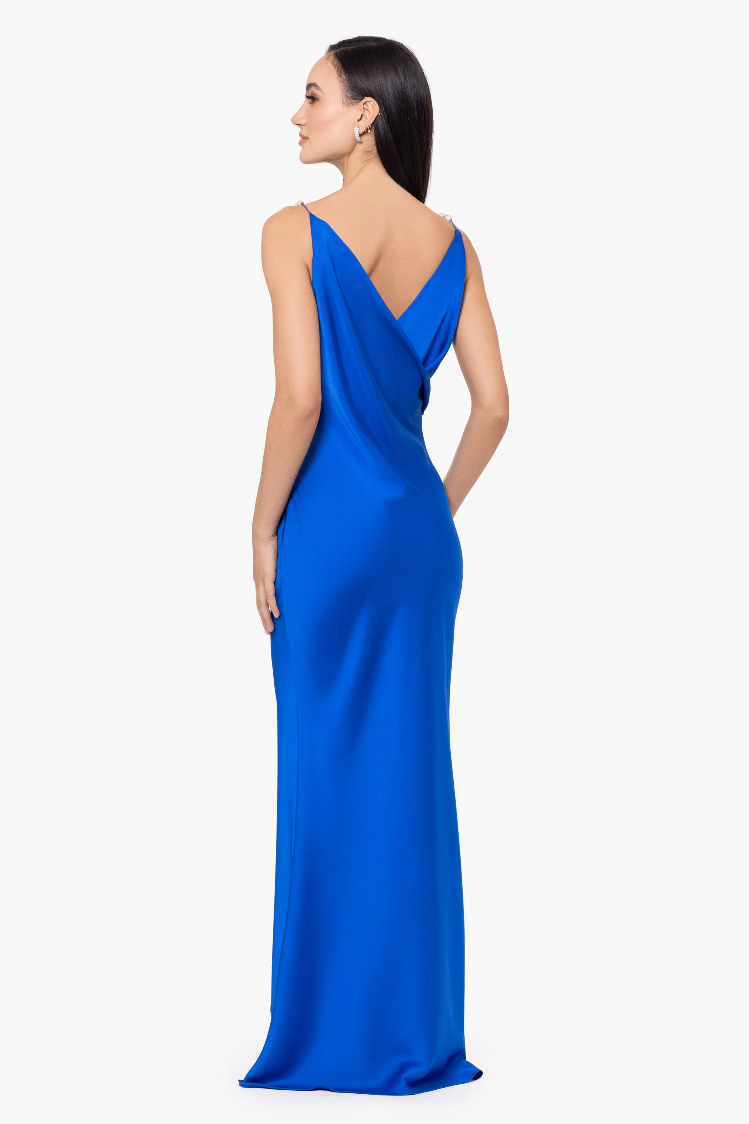 Izzy Satin Embellished Strap Gown