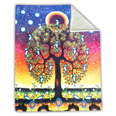 James Jacko Tree of Life Faux Rabbit Fur Throw Blanket