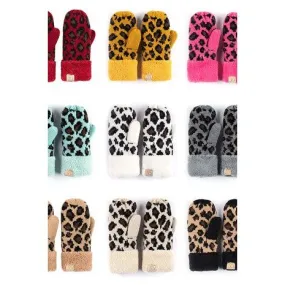 kids leopard mittens