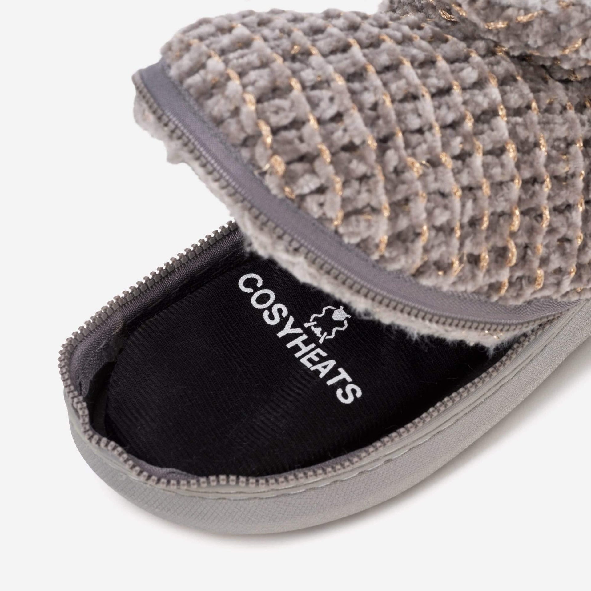 LADIES COSYHEATS GREY CHENIELLE SLIPPER BOOTIE (MICROWAVEABLE)