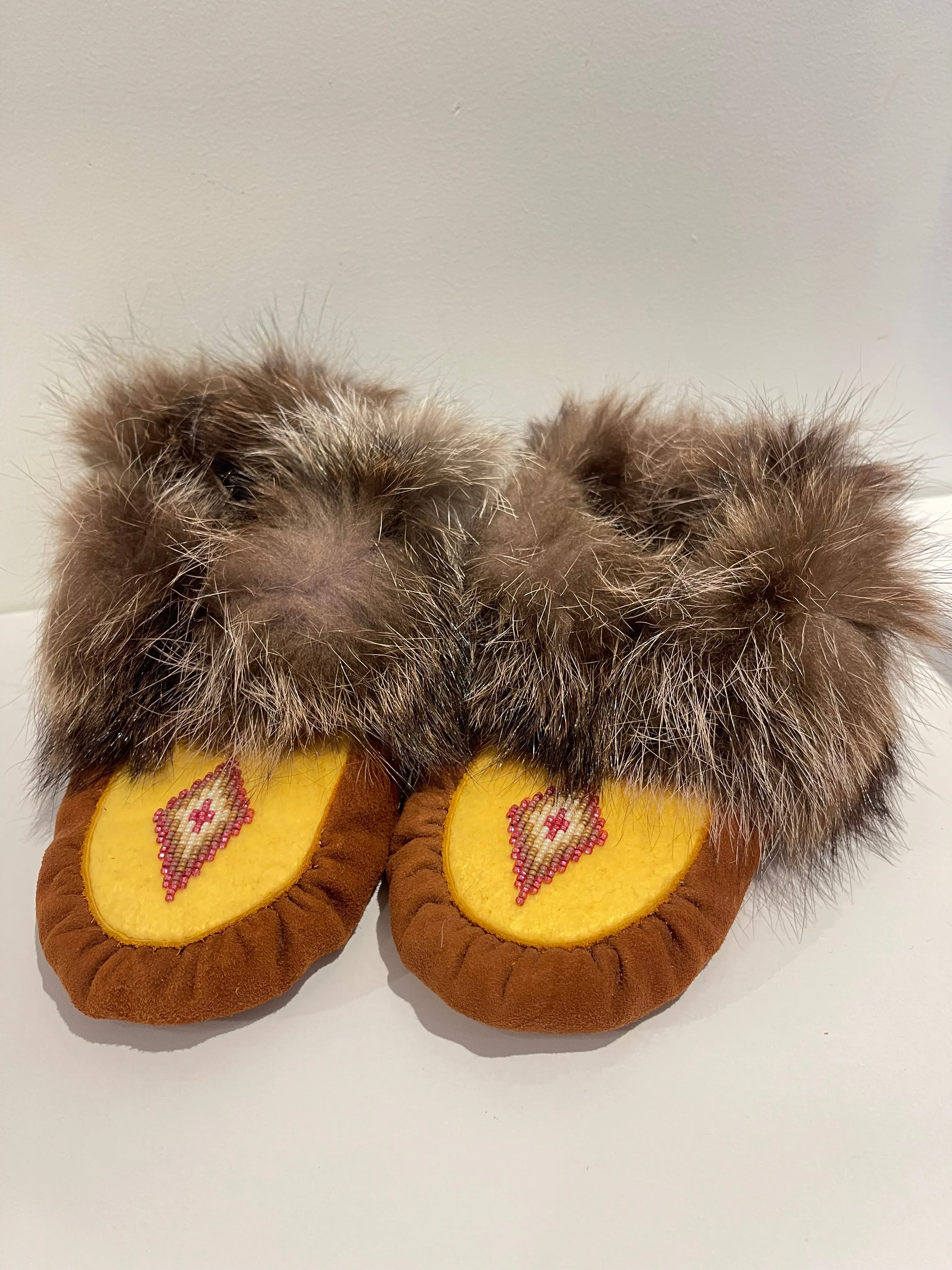 Leather Moccasins with Beaver Fur