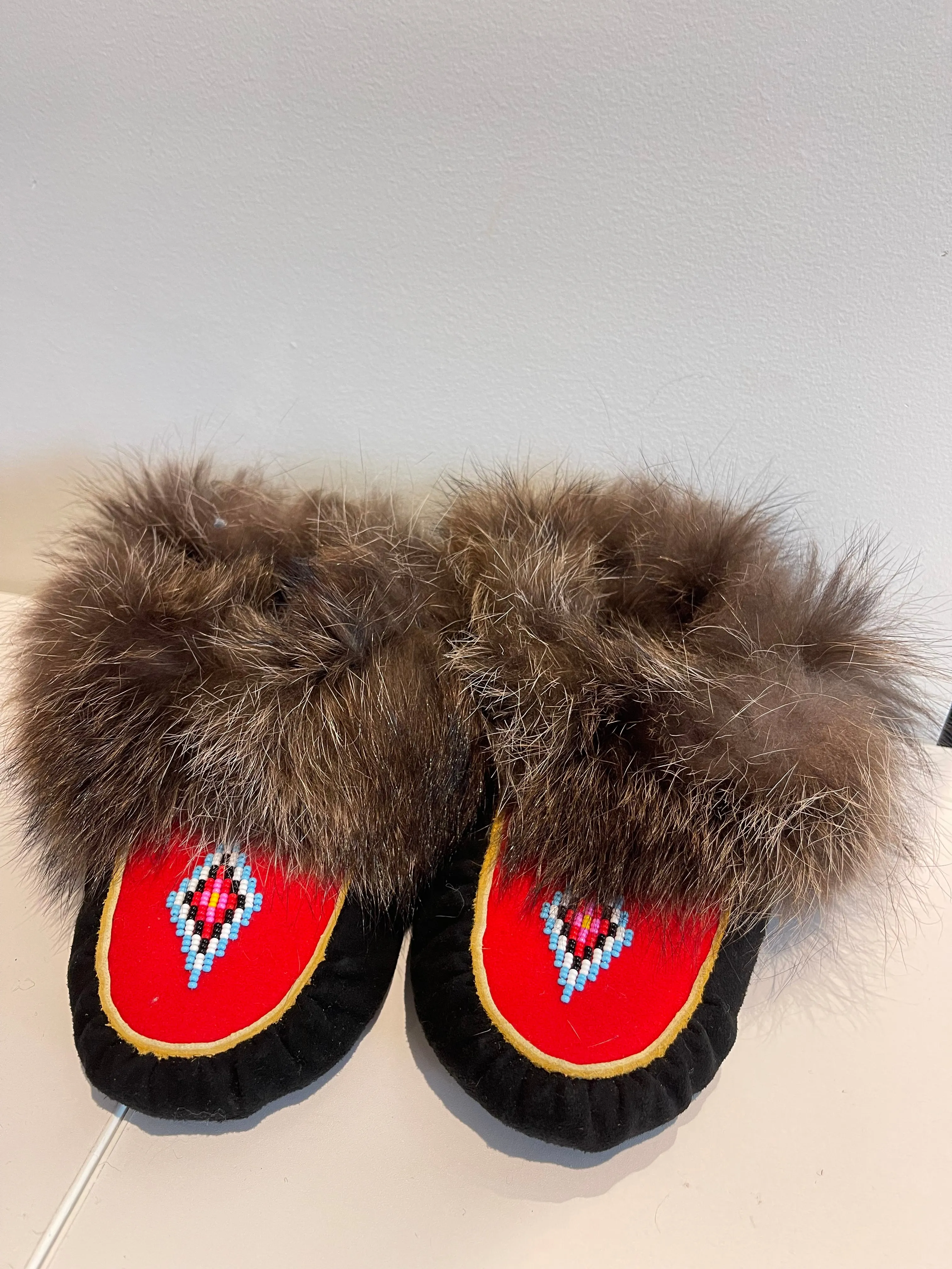 Leather Moccasins with Beaver Fur