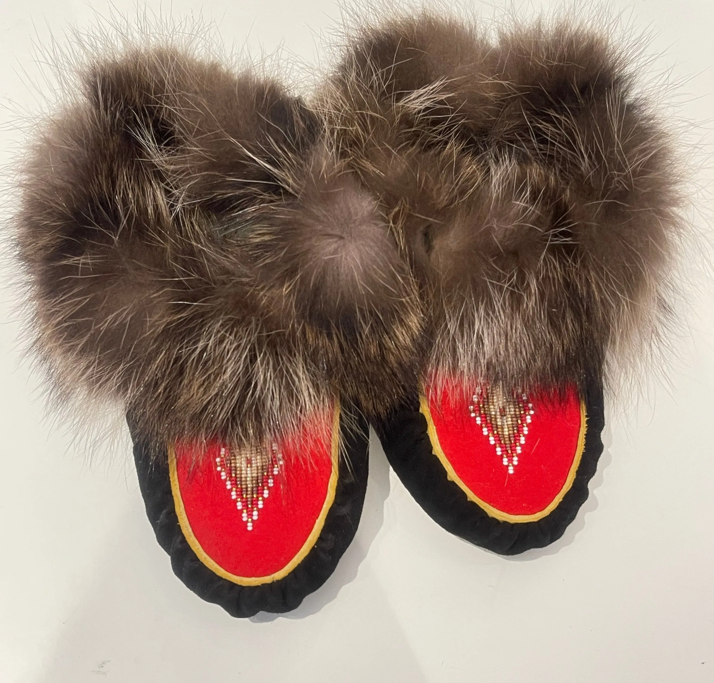 Leather Moccasins with Beaver Fur