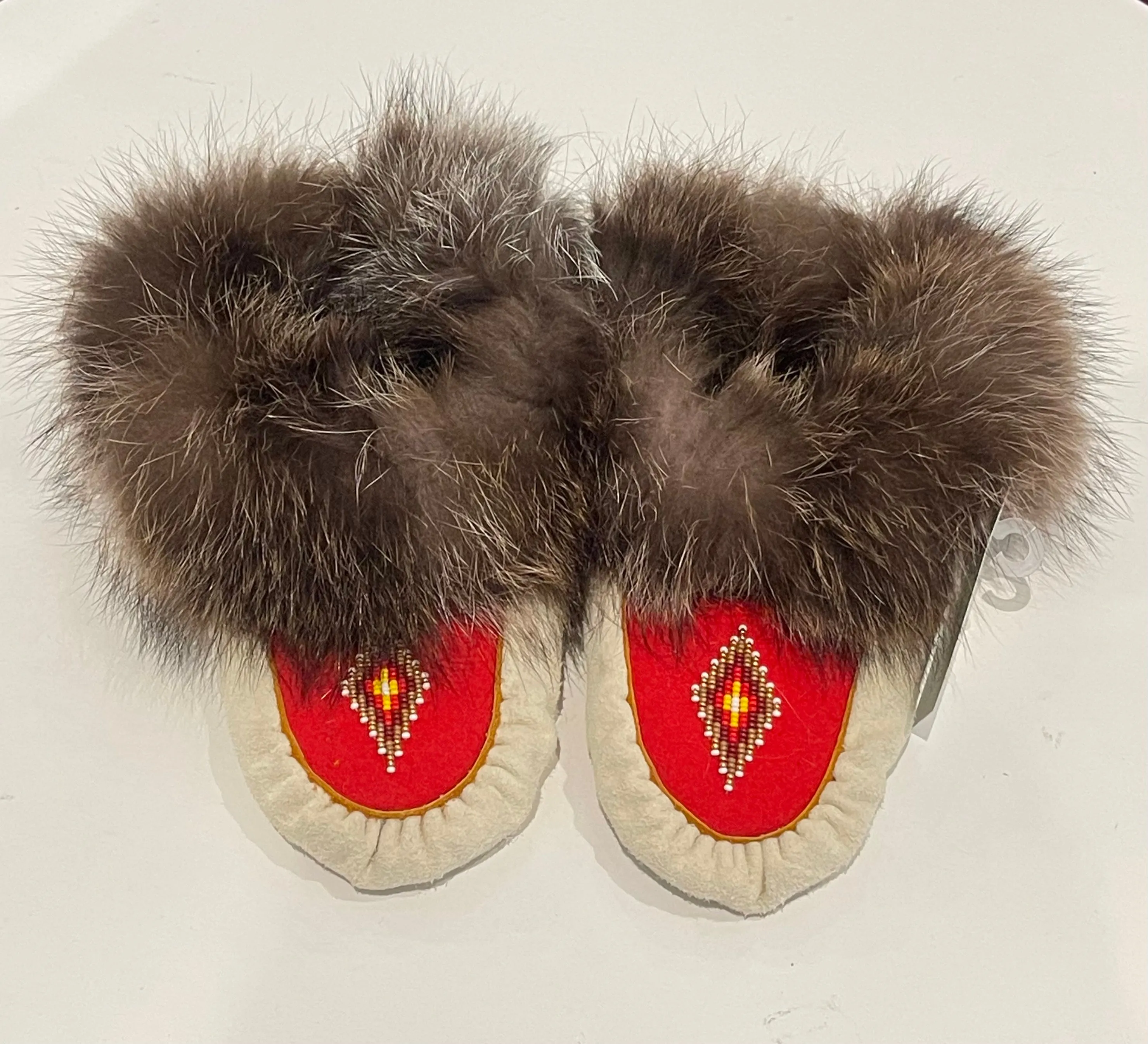 Leather Moccasins with Beaver Fur