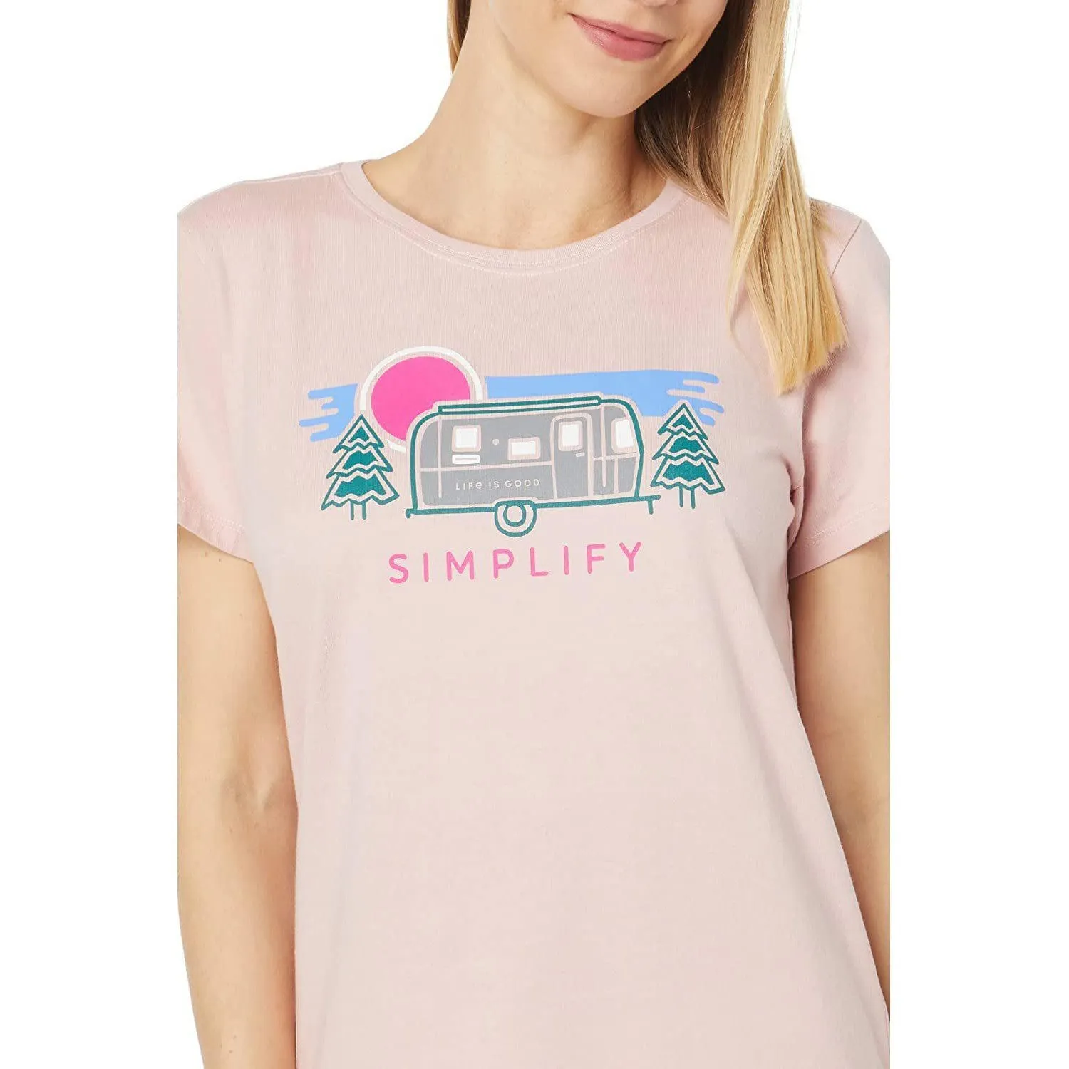 Life is Good Simplify Camper Short Sleeve Crusher Tee Himalayan Pink MD (US 8-10)