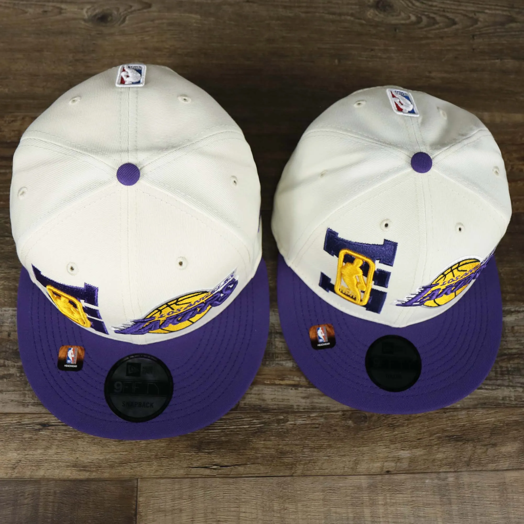 Los Angeles Lakers NBA 2022 Draft Gray Bottom 9Fifty Snapback | New Era Cream/Purple