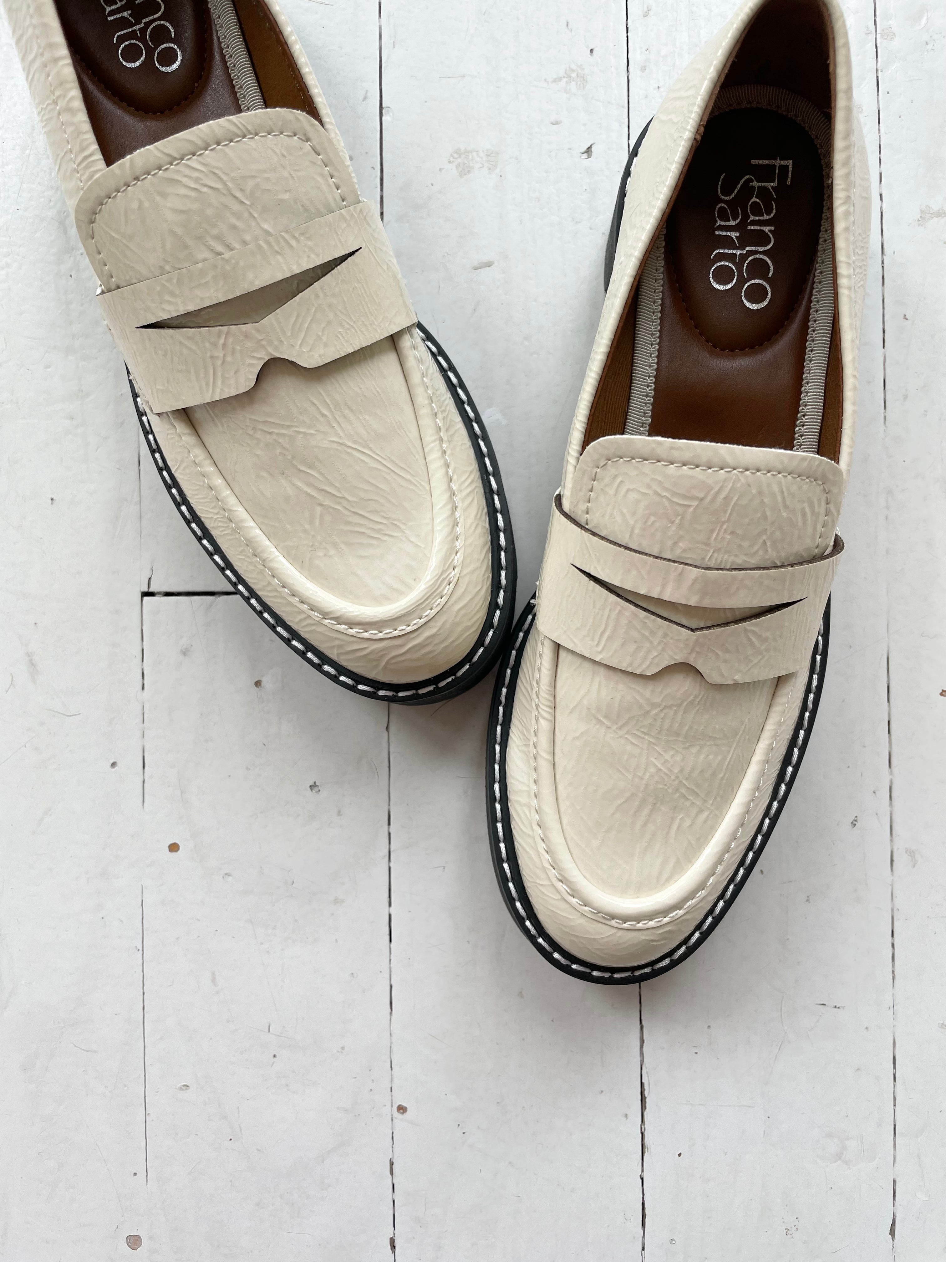 Lug Sole Faux Patent Loafers