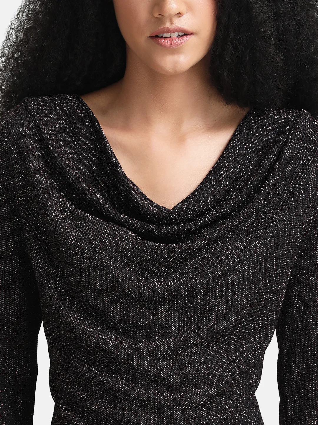 Lurex Cowl Neck Top