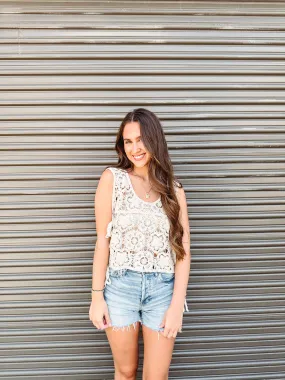 LYLAS Crocheted Floral Vest Top