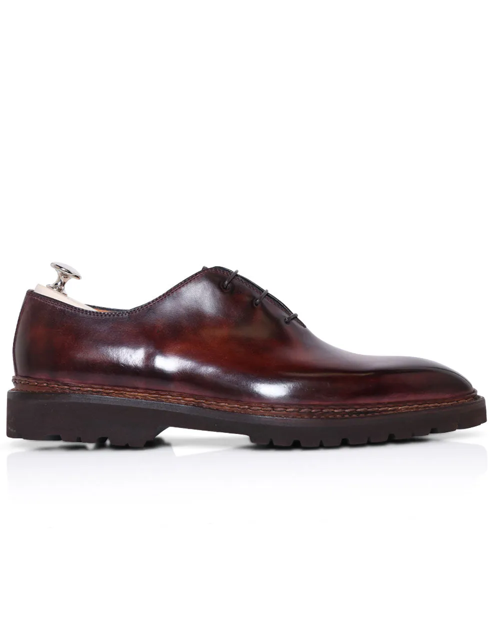 Matton Scuro Leather Lace Up Shoe with Lug Sole in Dark Chocolate