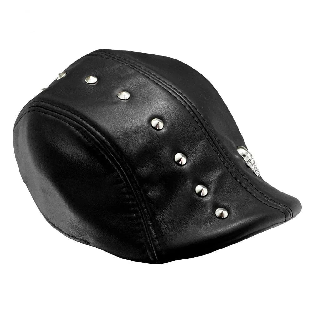 Men and Women Rock Leather Ivy Studded Golf Biker Flat sboy Cap