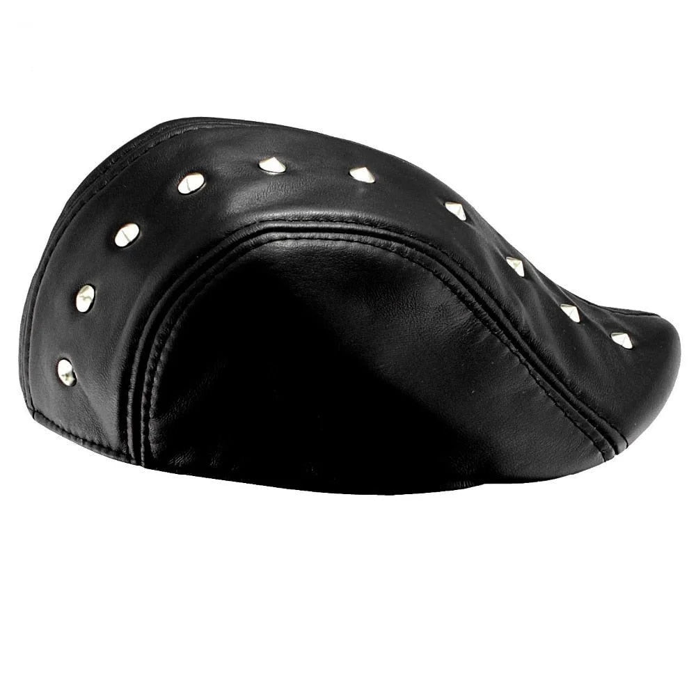 Men and Women Rock Leather Ivy Studded Golf Biker Flat sboy Cap