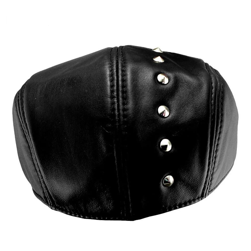 Men and Women Rock Leather Ivy Studded Golf Biker Flat sboy Cap