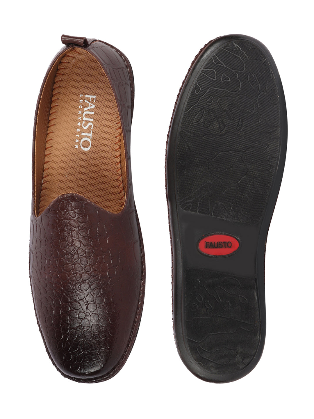 Men Brown Ethnic Slip On Trending Stitched Jutis