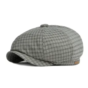 Men's Casual Summer Plaid Herringbone Eight-blade Octagonal Hat