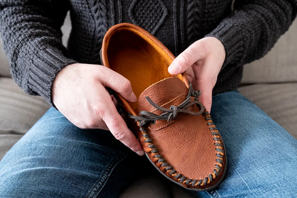 Men's Hunter Sole Wide Width Leather Moccasin Shoes