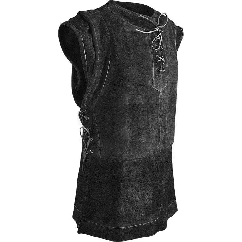 Mens Medieval Punk Vest Vikings Cosplay Archer