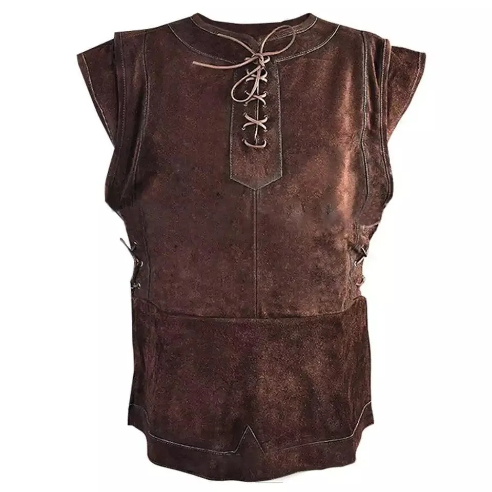 Mens Medieval Punk Vest Vikings Cosplay Archer