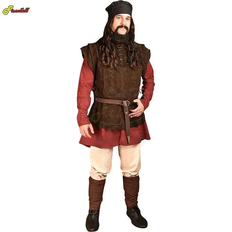 Mens Medieval Punk Vest Vikings Cosplay Archer