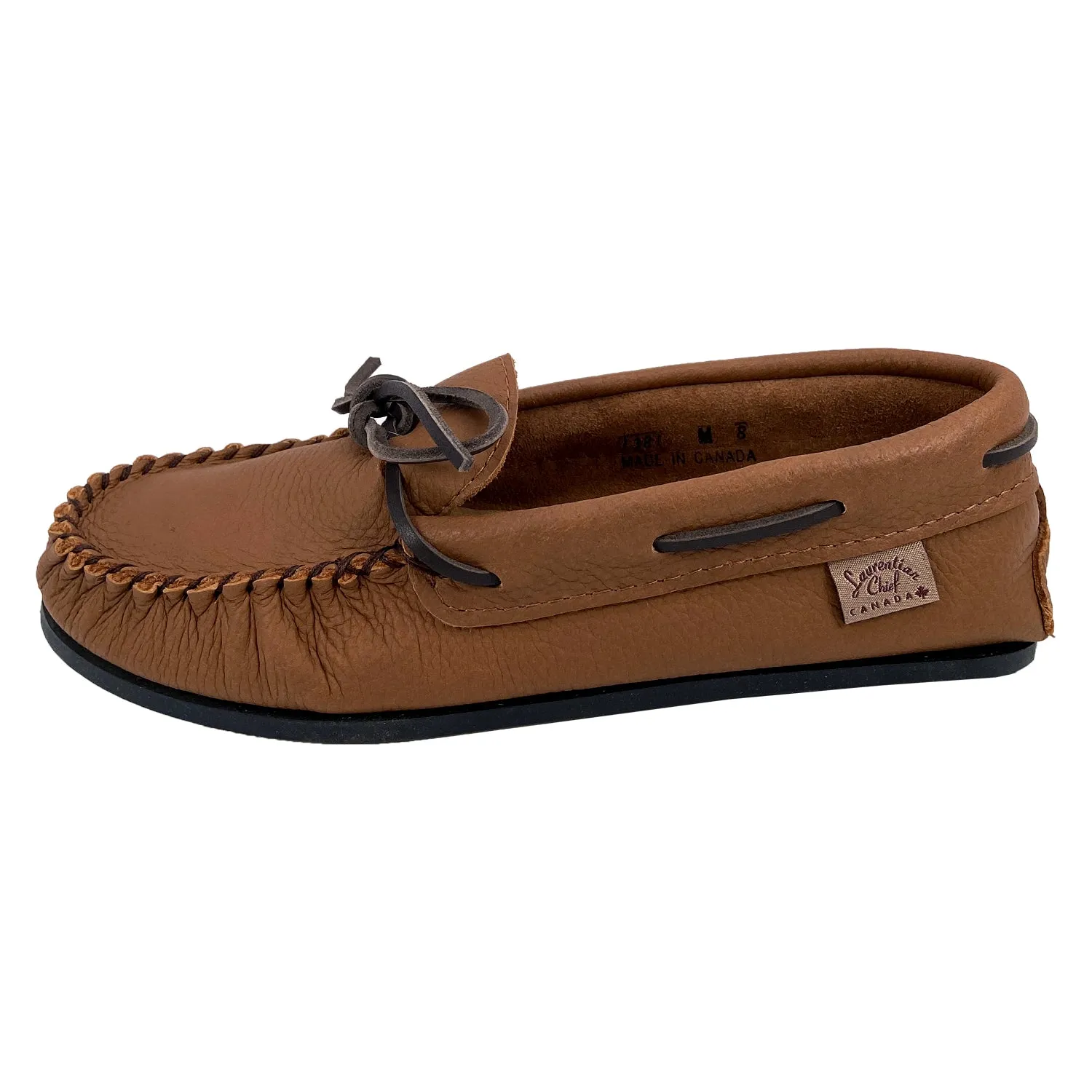 Men's Rubber Sole Elk Hide Leather Moccasins