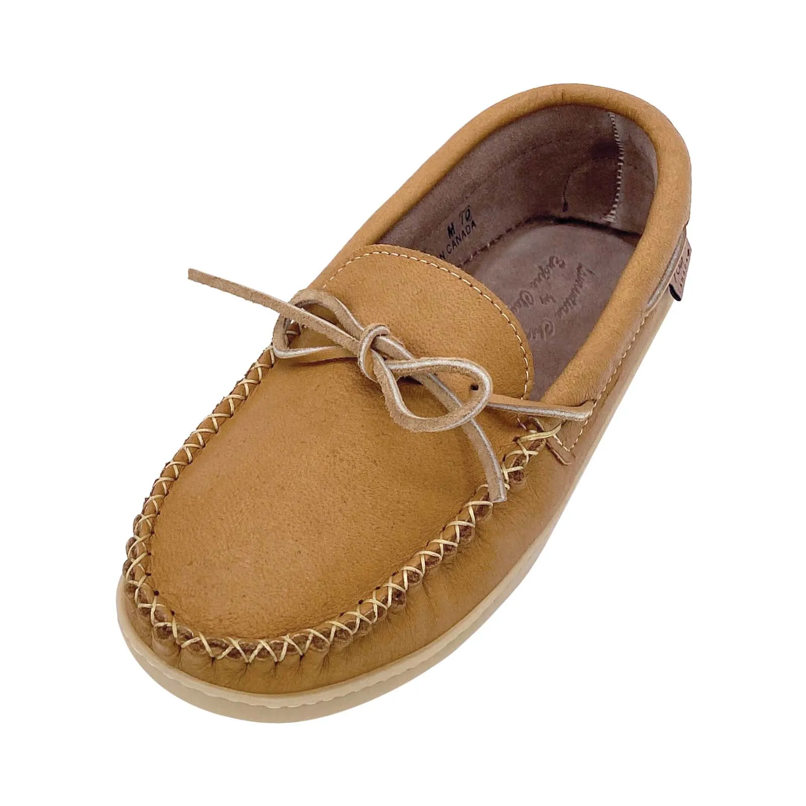 Men's Rubber Sole Moose Hide Leather Moccasins