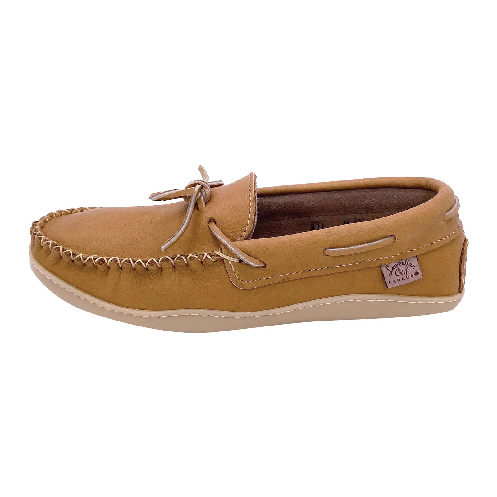 Men's Rubber Sole Moose Hide Leather Moccasins