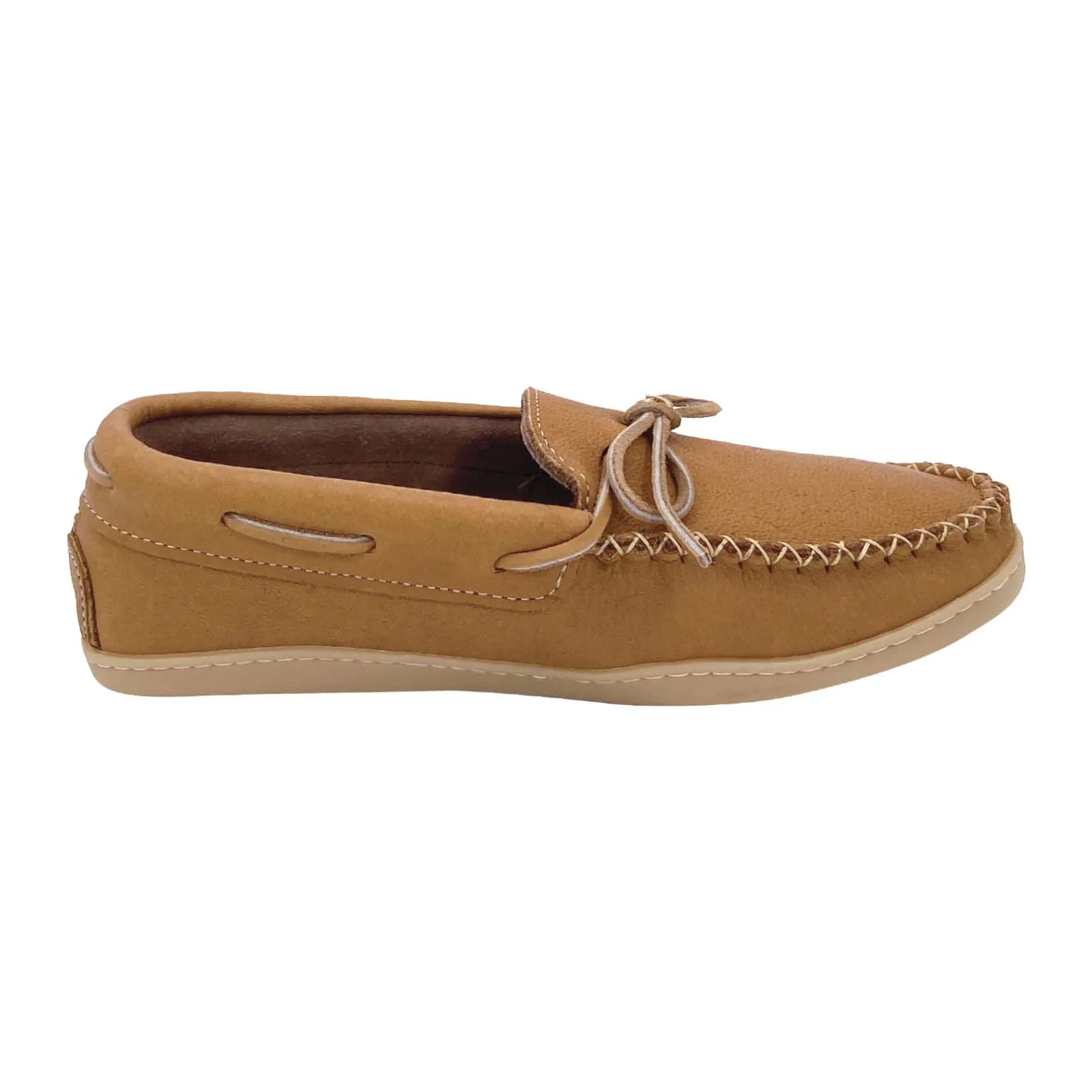 Men's Rubber Sole Moose Hide Leather Moccasins