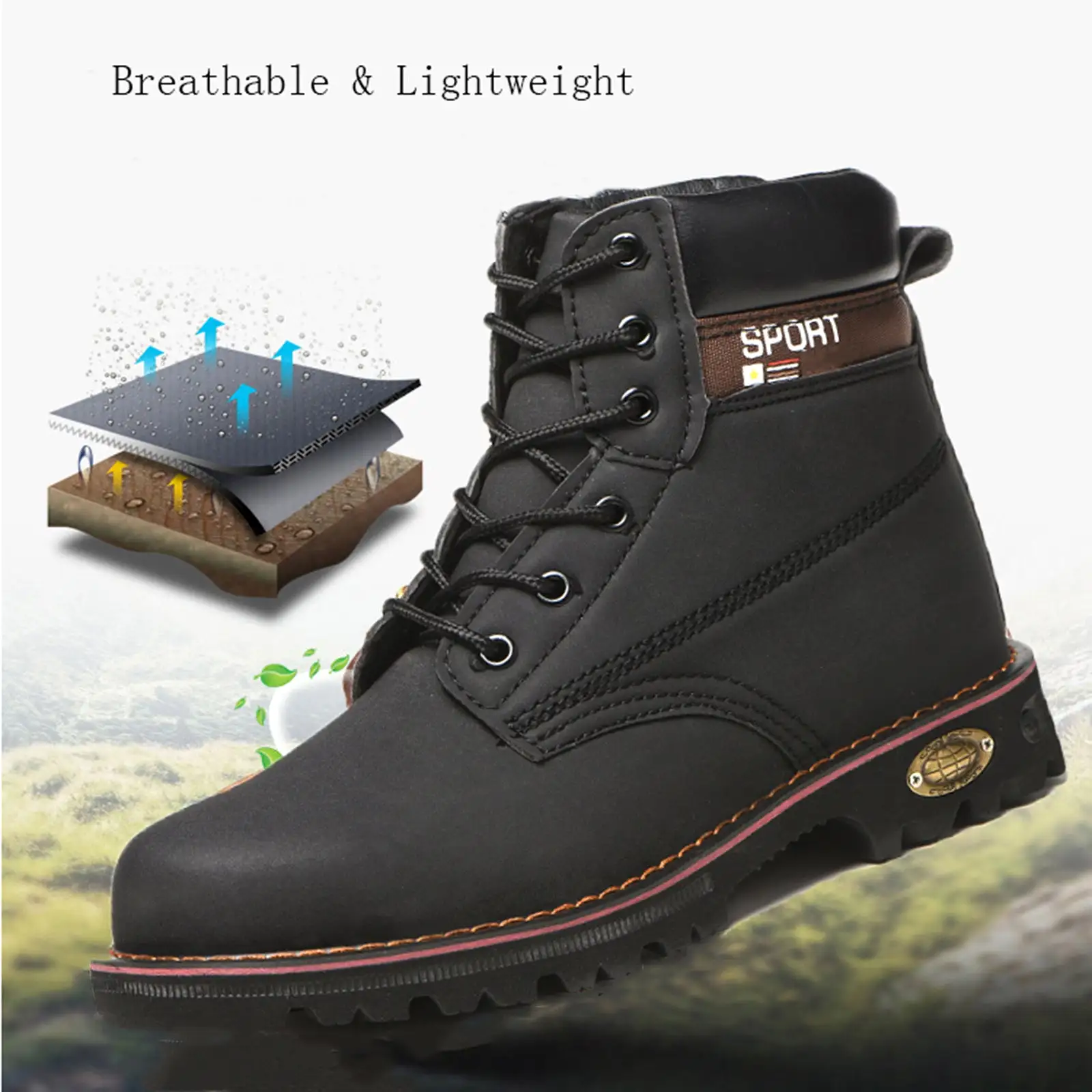 Men's Work Safety Boots Non-Slip Indestructible Steel Toe Cap Lightweight Safety Work Shoes