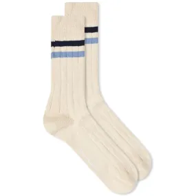 Norse Projects Bjarki Slub Stripe SockClouded Blue