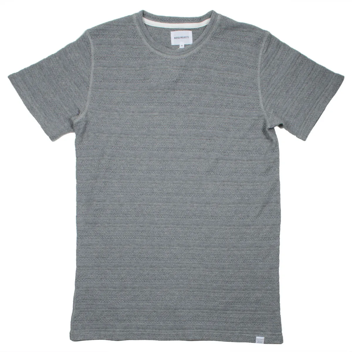 Norse Projects - Niels Textured Stripe T-shirt - Mouse Grey Mélangé