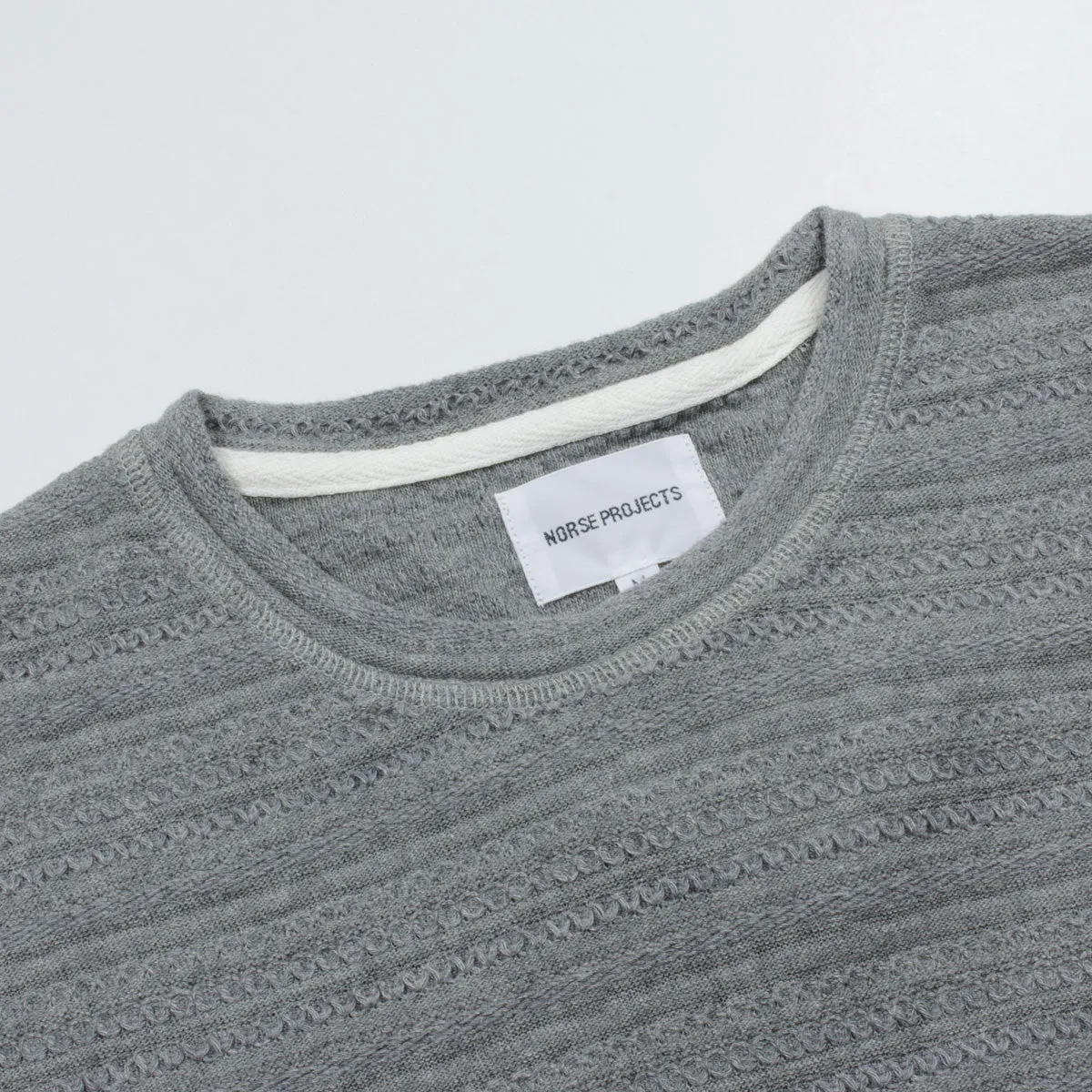 Norse Projects - Niels Textured Stripe T-shirt - Mouse Grey Mélangé