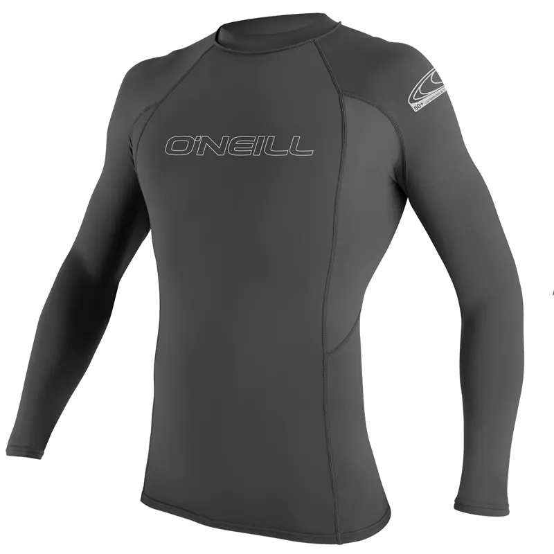 O Neill Basic Skins Long Sleeve Rash Guard in Graphite