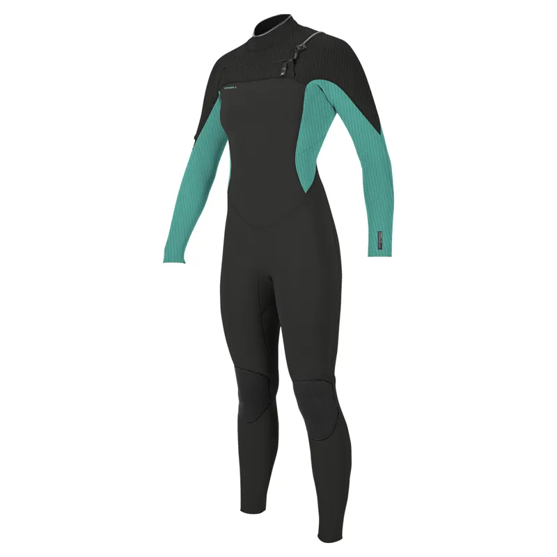 O Neill Womens Hyperfreak 4-3mm+ Chest Zip Wetsuit in Raven/Opal