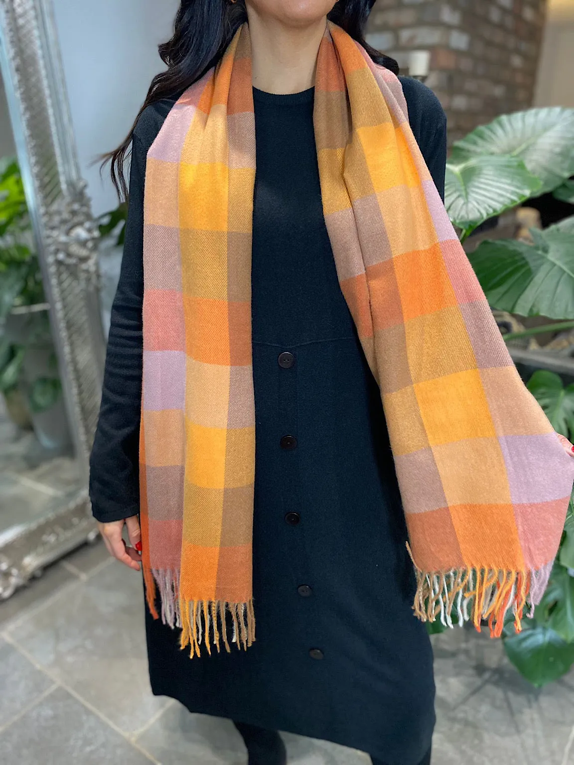 Orange Multi Check Scarf