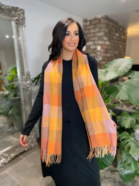 Orange Multi Check Scarf