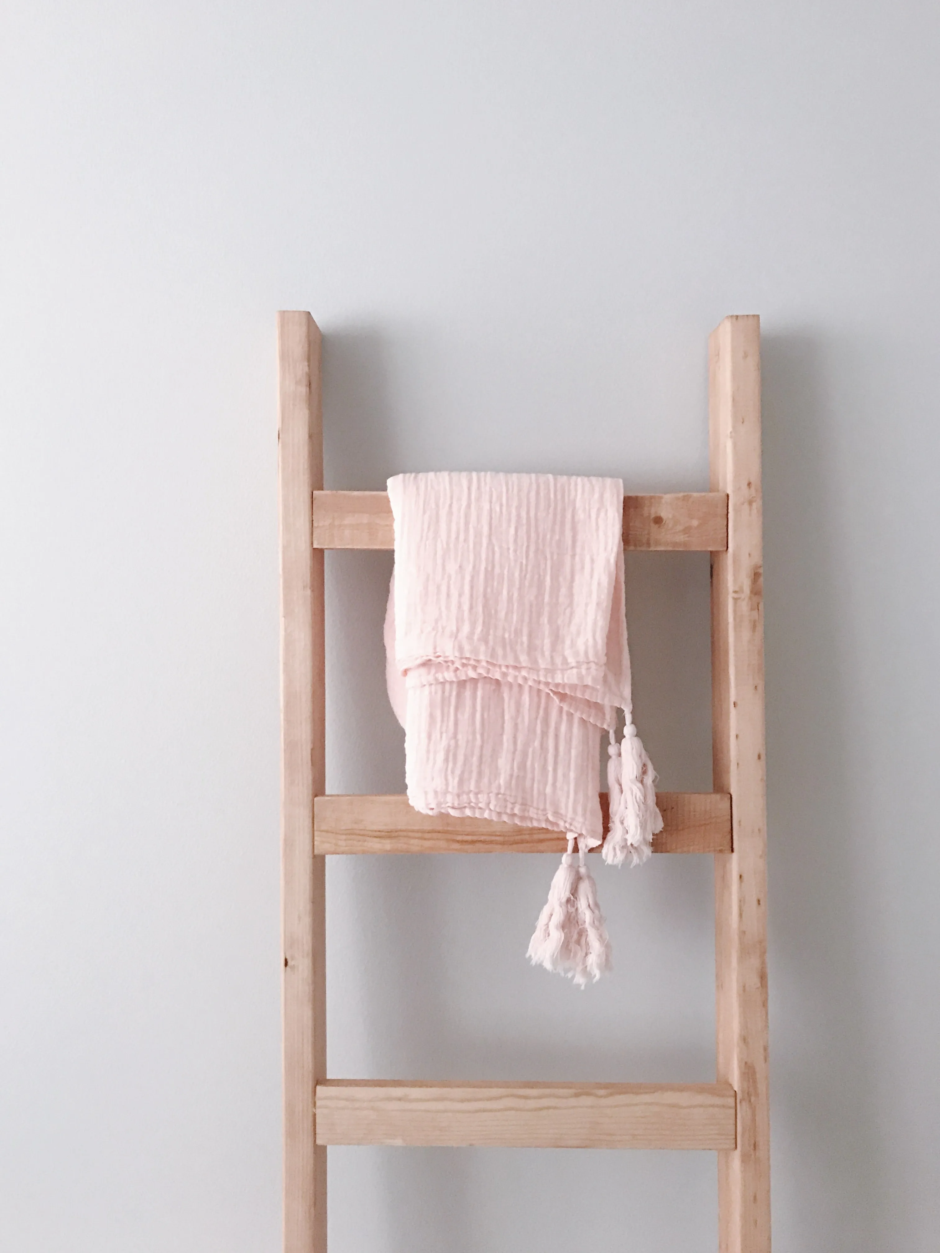 Organic XL Throw Blanket -   Dusty Pink Tassels