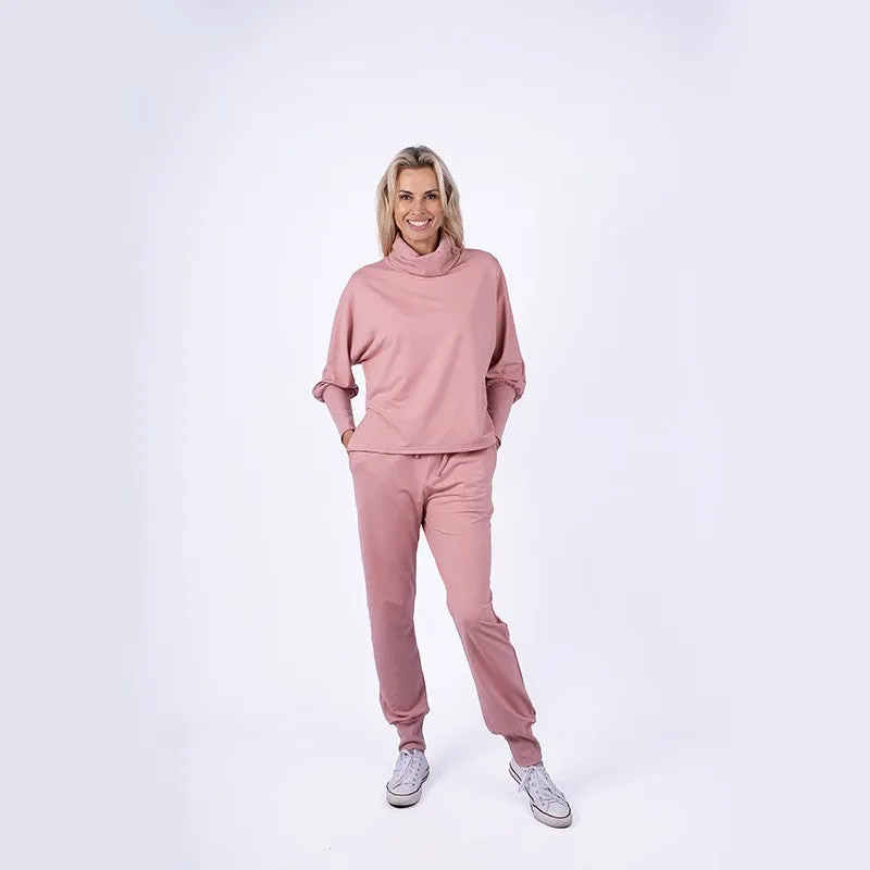 Pink cowl neck tracksuit