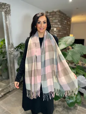 Pink Multi Check Scarf