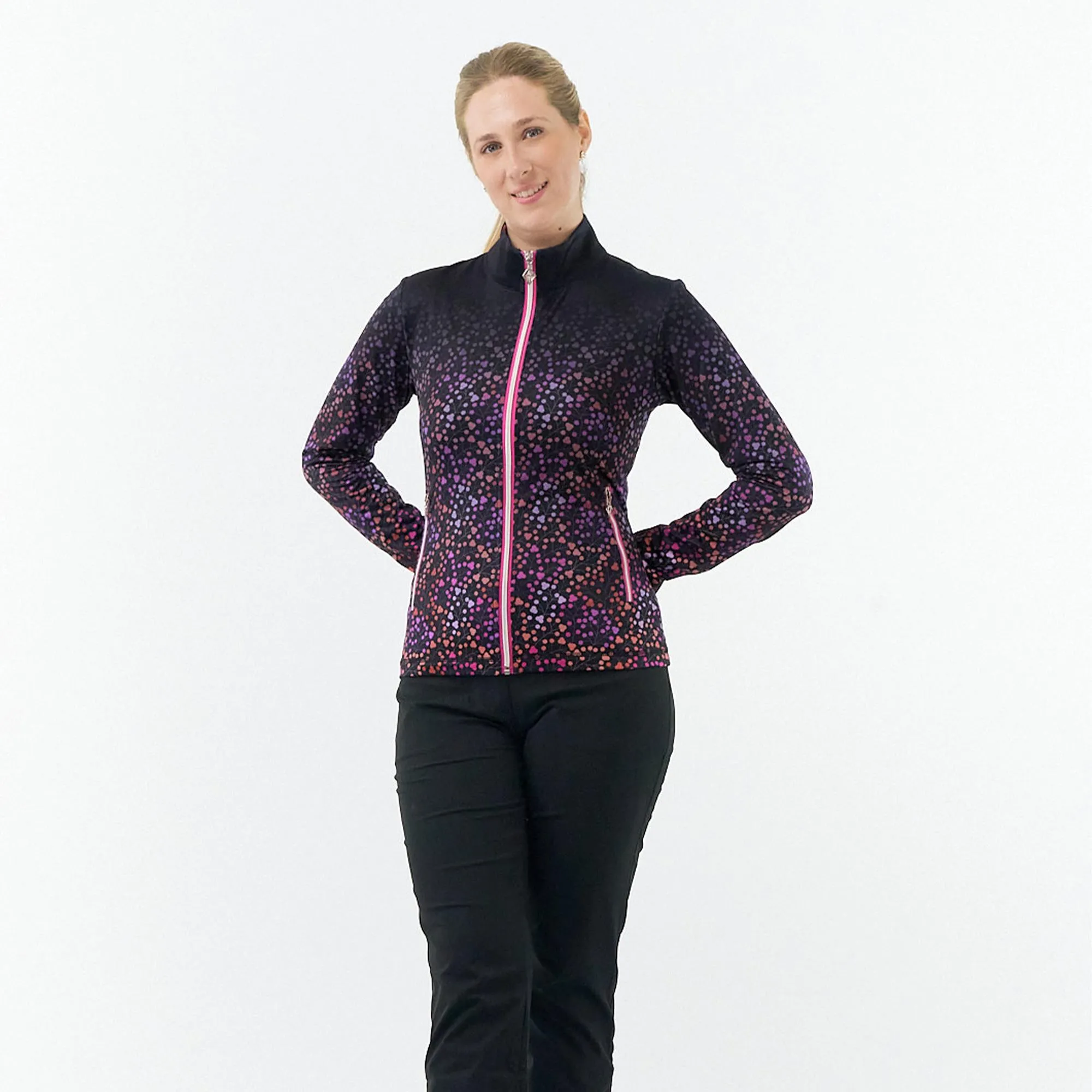 Pure Golf Ashlea Ladies Thermal Golf Polo Shirt Berry Pop